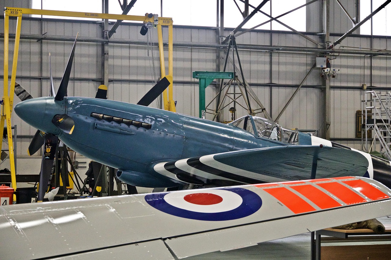aviation, repairs, maintenance, historic, aircraft, heritage, museum, airplane, propeller, fighter, gray plane, gray airplane